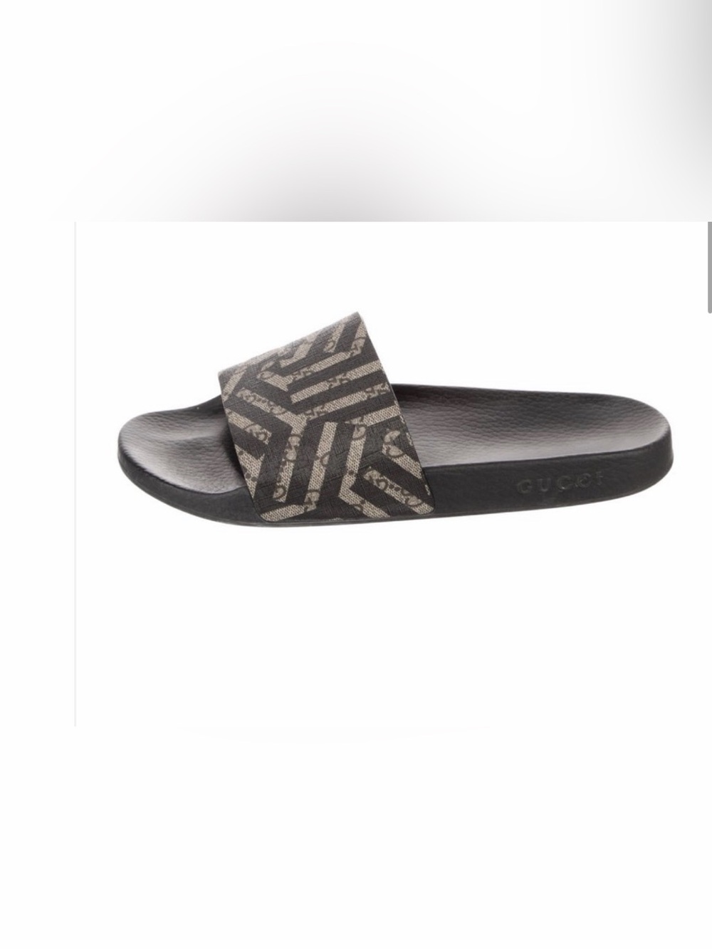 Gucci Black and Brown GG Supreme Patterned Slide Sandal